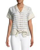 Sawyer Striped Tie-hem Button Front Blouse