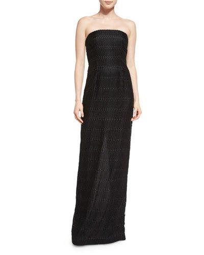Strapless Lace Bustier Column Gown