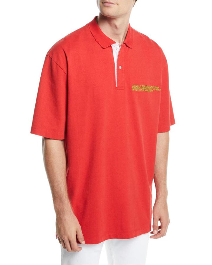 Men's Oversized Polo Shirt With Embroidered
