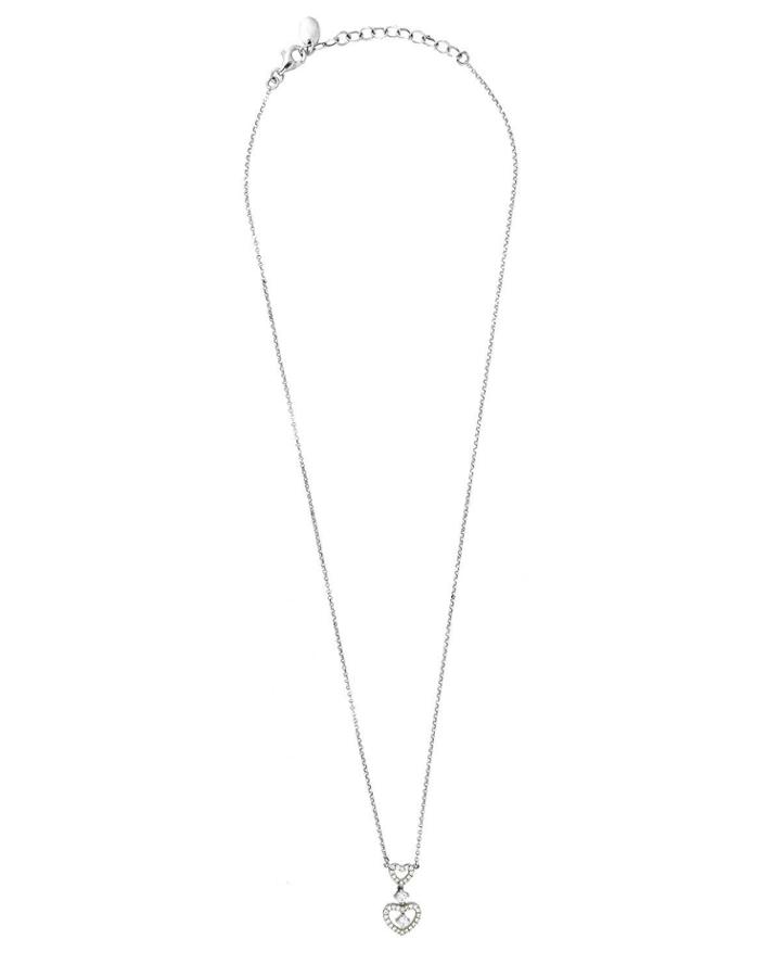 18k White Gold Diamond 2-heart Pendant Necklace