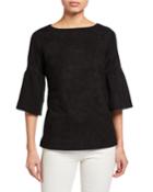 Faux Suede Bell-sleeve Top