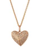 14k Rose Gold Medium Diamond Pyramid Heart Necklace