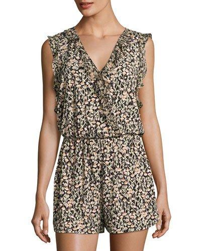 Ruffled Floral-print Romper,