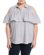 Cold-shoulder Button-front Blouse,
