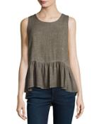 Sleeveless Peplum Top, Graphite