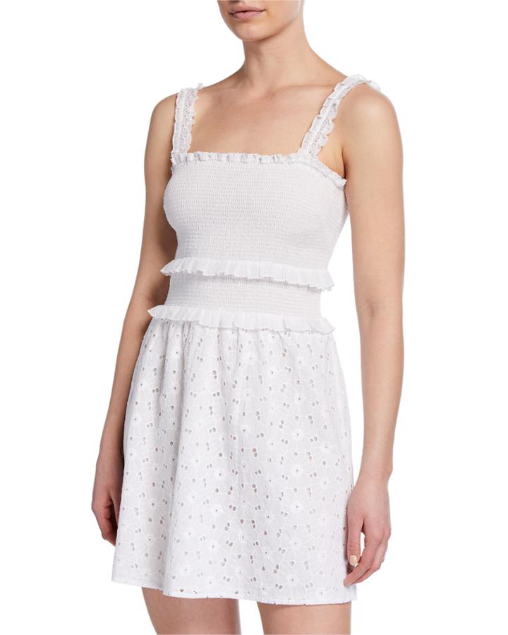 Lara Smocked Eyelet Coverup Dress