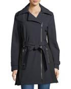 Colorblock Asymmetric-zip Trenchcoat