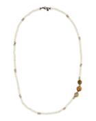 Long Bone, Fire Agate & Copper Beaded Necklace