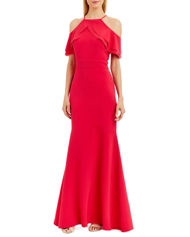 Ruffle-trim Cold-shoulder