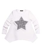 Jersey-stretch Tunic W/ Faux-fur & Sequin Star Patches,