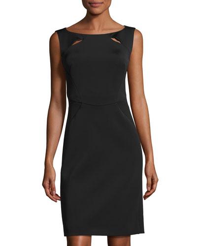 Sleeveless Cutout Sheath Midi Dress, Black
