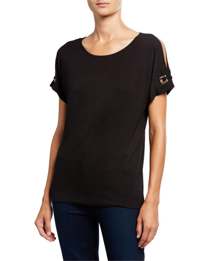 Split-sleeve Scoop-neck Blouse
