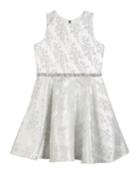 Kelsey Iridescent Brocade Embellished Swing Dress,