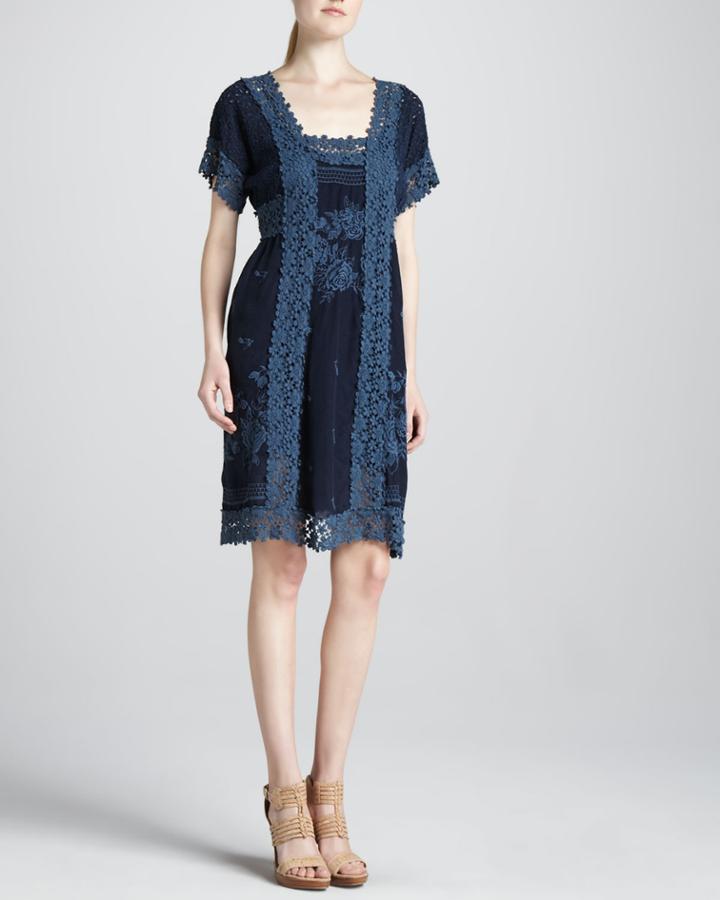 Johnny Was Collection Rose Garden Georgette Dress, Women's, Size: X-large (14), Deep Dawn (navy)