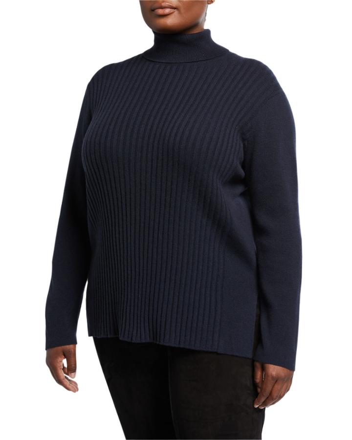 Plus Size Turtleneck Cashmere Ribbed