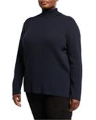 Plus Size Turtleneck Cashmere Ribbed