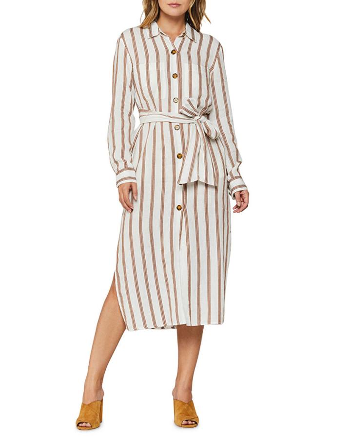 Joselle Stripe Belted Button-down Dress