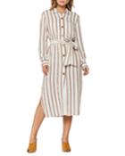 Joselle Stripe Belted Button-down Dress
