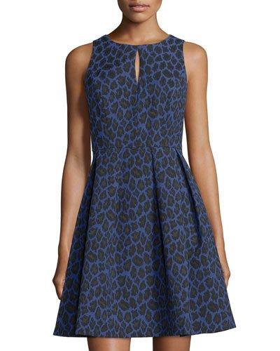 Fawn Leopard-jacquard Sleeveless Dress, Capri/noir