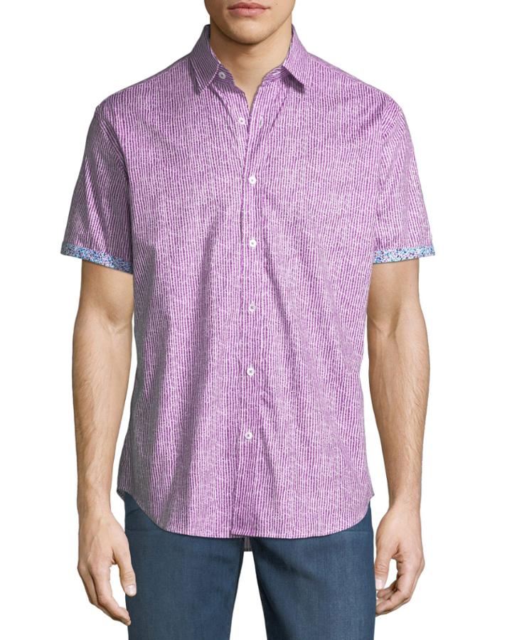 Shaped-fit Striped Short-sleeve