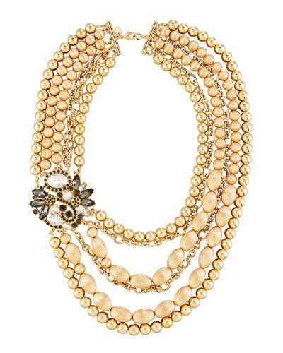 Two-tone Multi-row Statement Necklace
