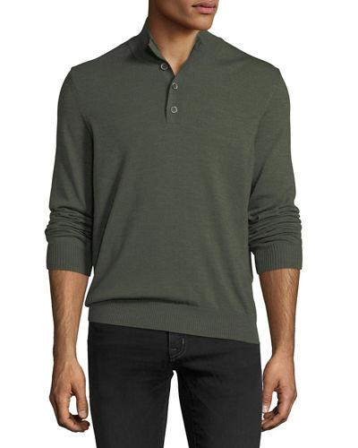 1/4-button Solid Merino Stretch