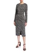 Long-sleeve Stretch Knit Jacquard Dress