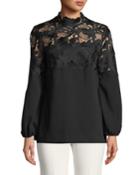 Lace-yoke Long-sleeve Blouse