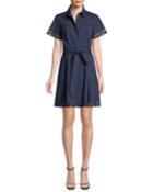 Irene Shirt Dress W/ Eyelet Trim