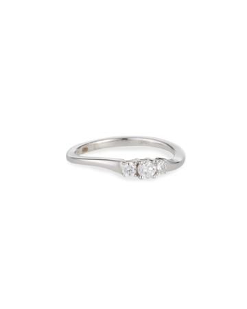 18k White Gold Prong-set 3-diamond Ring,