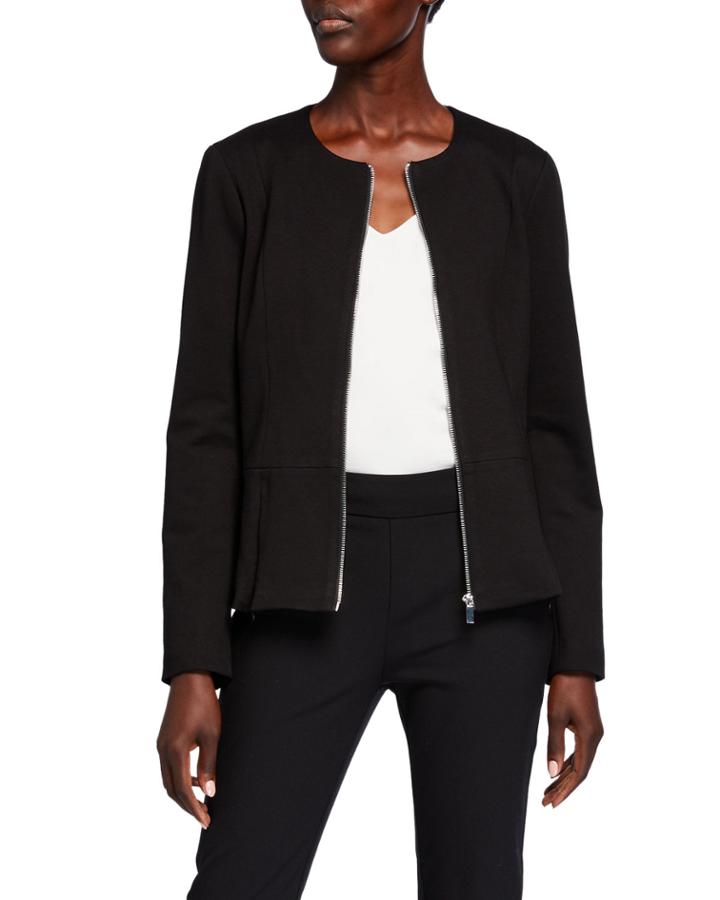 Ponte Peplum Zip Jacket