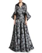 Striped Floral Shirtdress Gown