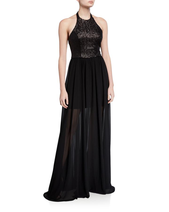 Farah Sequin Halter Gown