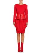 Lace-up Leather-corset Long-sleeve Dress