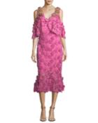 Lapenna 3d Floral Lace Cold-shoulder Cocktail Dress