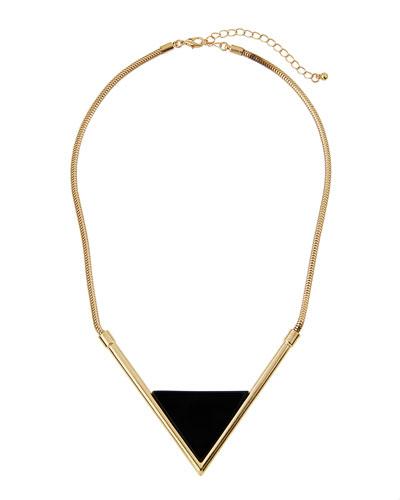 Statement Triangle Collar Necklace, Black/golden