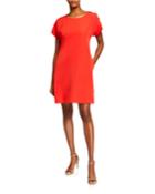 Button Detail Short Sleeve A-line Dress