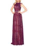 Lace Cap-sleeve Bow-neck Gown