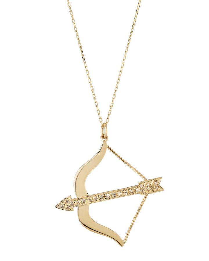 14k Medium Diamond Bow-&-arrow Necklace