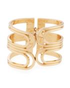 Ribbed Open Hinge Bangle Bracelet