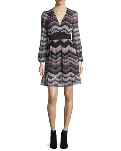 Lizbeth Printed Silk Dress, Encore Wild Rose/black