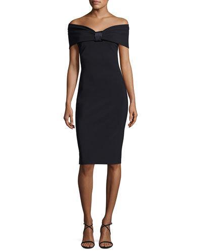 Maria Carla Off-the-shoulder Jersey Cocktail Dress, Black