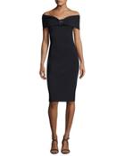 Maria Carla Off-the-shoulder Jersey Cocktail Dress, Black