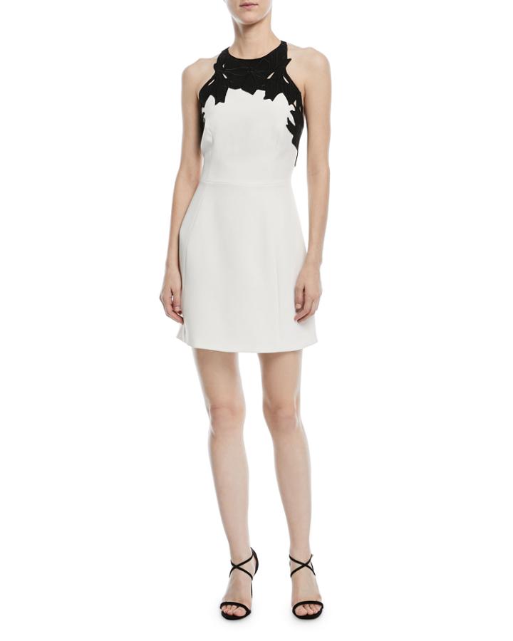 Colorblock Mini Dress W/ Embroidered Top