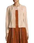 Suede Short Anorak Jacket, Pink