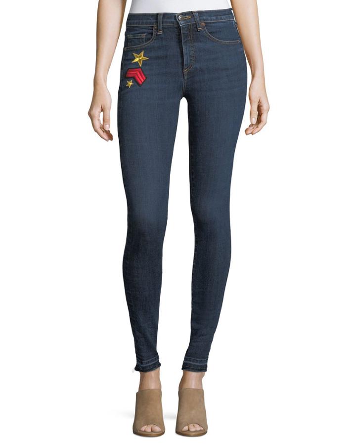 Kate 10 Mid-rise Skinny Jeans W/ Patches