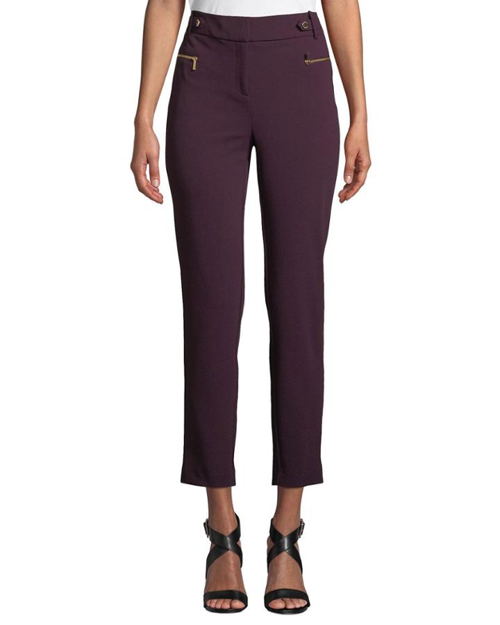 Crepe Scuba Skinny Zipper Pants