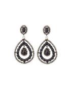 Black Spinel & Diamond Drop Earrings