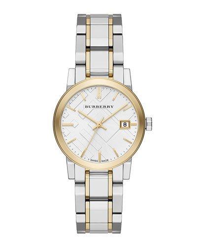 34mm The City Two-tone Bracelet Watch, Yellow Gold/silver