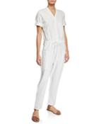Keep It Cool Button-front Jumpsuit, White
